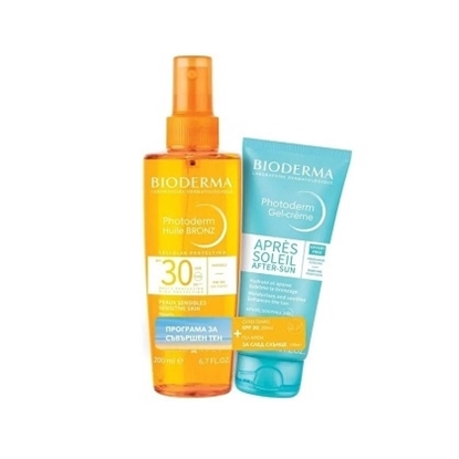 Снимка на BIODERMA/БИОДЕРМА PHOTODERM БРОНЗ СУХО ОЛИО SPF30  200 МЛ + APRES SOLEIL ГЕЛ-КРЕМ СЛЕД СЛЪНЦЕ 100 МЛ ПРОМО