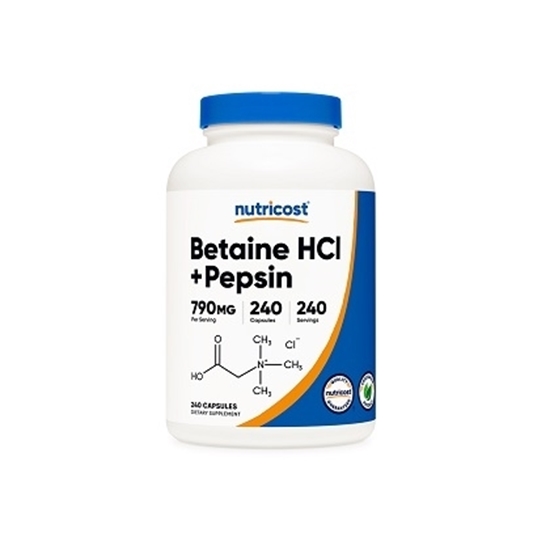 Снимка на BETAINE HCL + PEPSIN/БЕТАИН ХИДРОХЛОРИД + ПЕПСИН Х 240 КАПСУЛИ