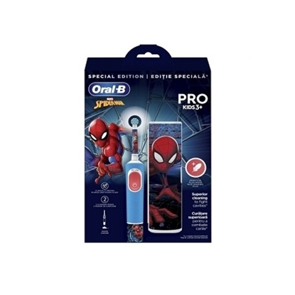 Снимка на ORAL B КОМПЛЕКТ SPIDERMAN ЕЛ. ЧЕТКА ЗА ЗЪБИ ЗА ДЕЦА 3+ С ПОДАРЪК КАЛЪФ